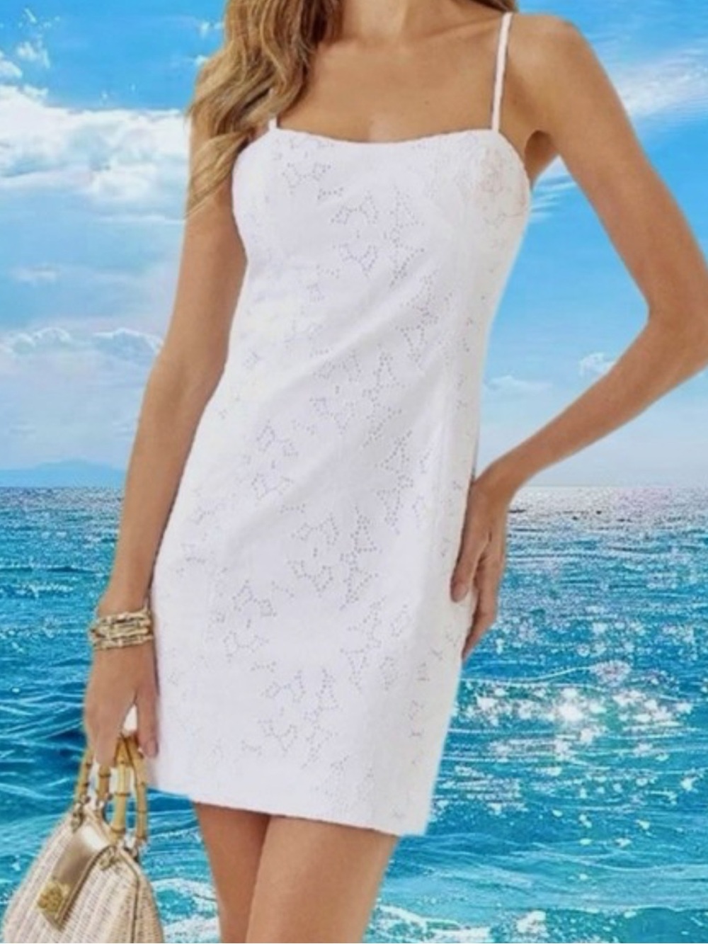 NWT Lilly Pulitzer Shelli pinwheel eyelit resort white tank dress size 10